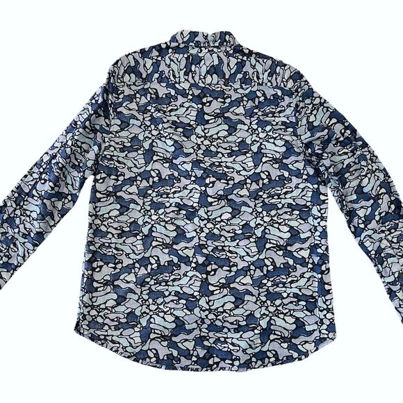 Michael Bastian Men's Blue Geometric Print Button Down Shirt - SIZE L - Picture 3 of 9